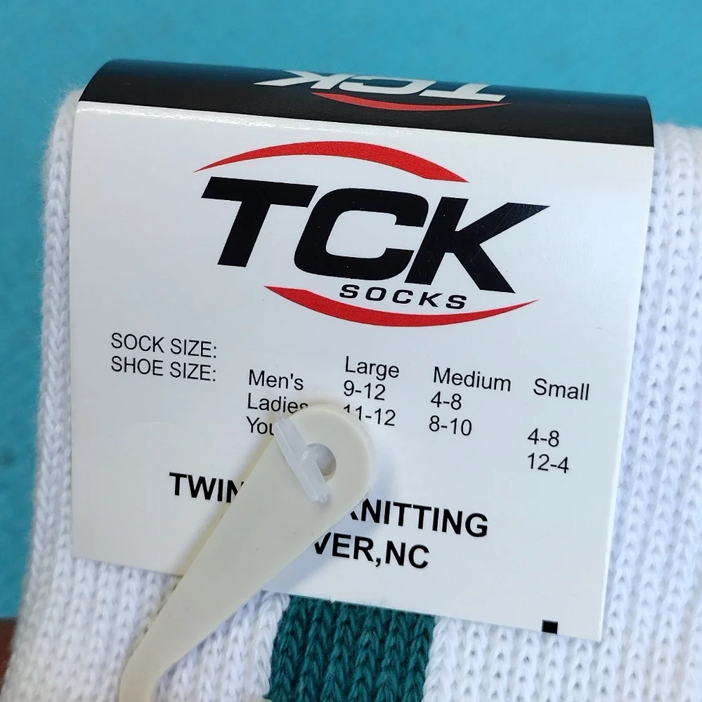 NEW TCK Baseball (TWO) All in One Tube Socks Teal - Large AT10